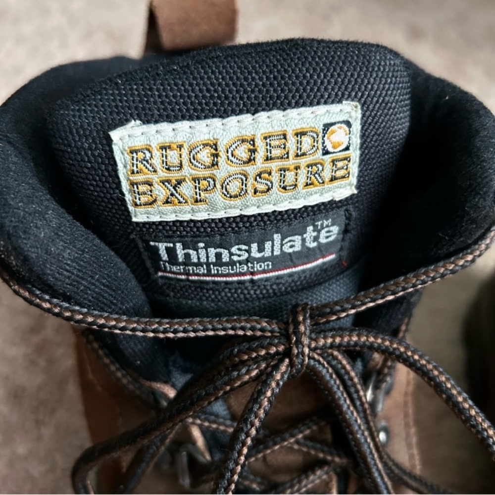 Rugged Exposure Men's Black and Brown Insulated  Rain Snow Hiking Hunting Boots - Picture 3 of 11